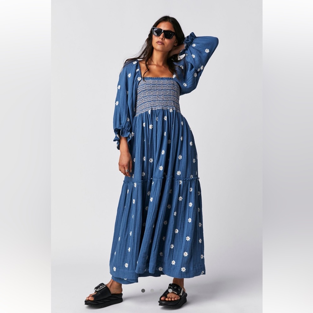 Free People Dahlia Embroidered Maxi Dress
